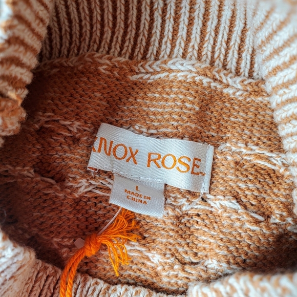 NWT Knox Rose Peach and Cream Oversized Mock Turtleneck Knit Sweater - Picture 6 of 16